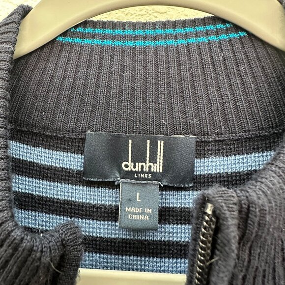 Dunhill Links Blue Stripe 100% Wool Knit Full Zip Golf Vest Mens size Large - Picture 2 of 9